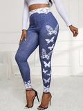 Damen Leggings mit hohem Taillenbund und femininen Spitzenakzenten R&B