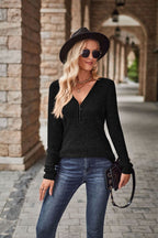 Damen Strickpullover mit Reißverschluss und Rippenstruktur R&B