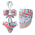 Damen Bikini-Set mit trendigem Wickelrock und knotendem Oberteil R&B
