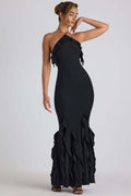 Damen Elegantes Maxikleid mit raffinierten Rüschendetails und taillierter Silhouette