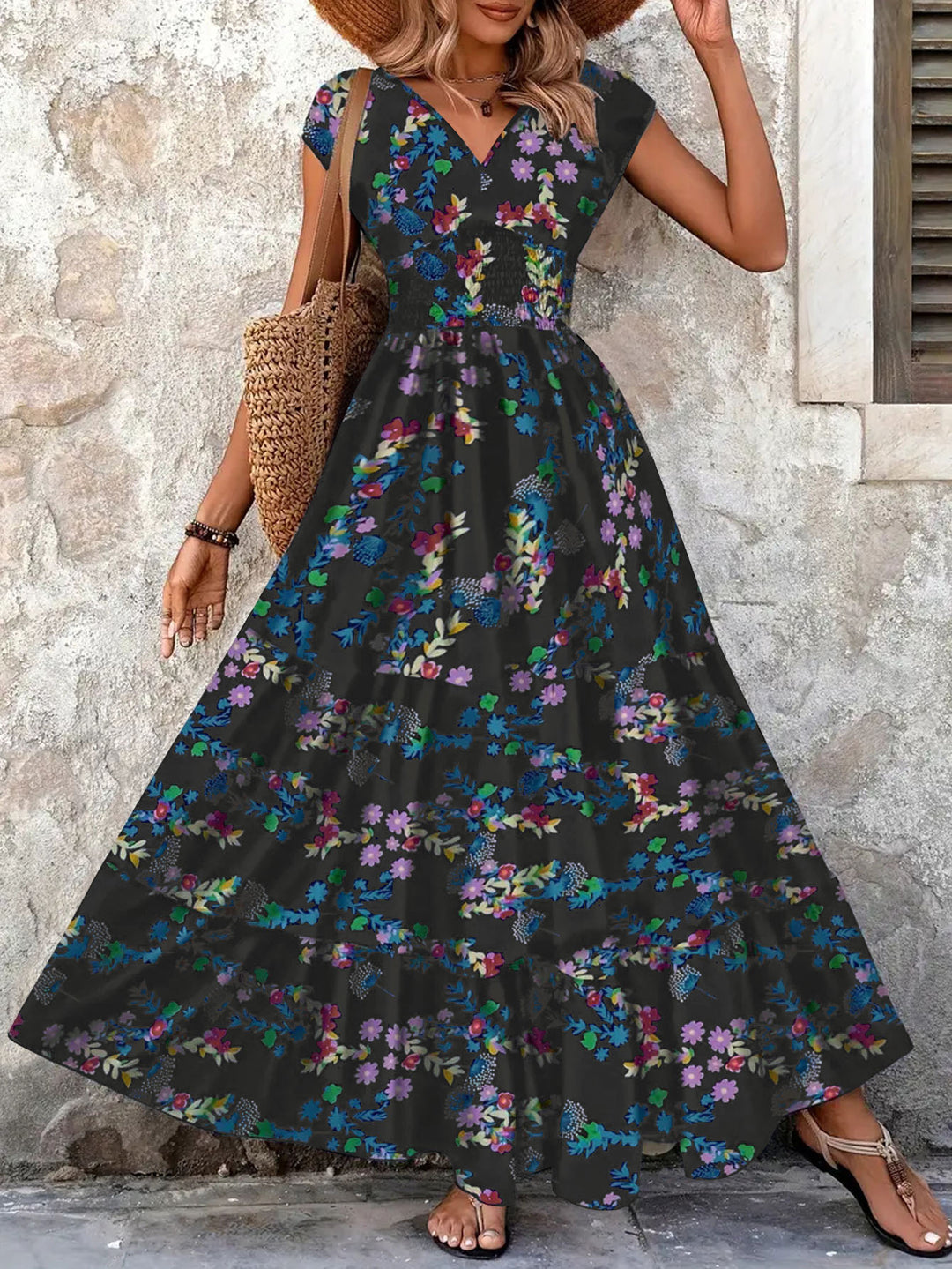 Damen Maxi-Kleid mit floralem Paisley-Muster und schmeichelndem Schnitt R&B