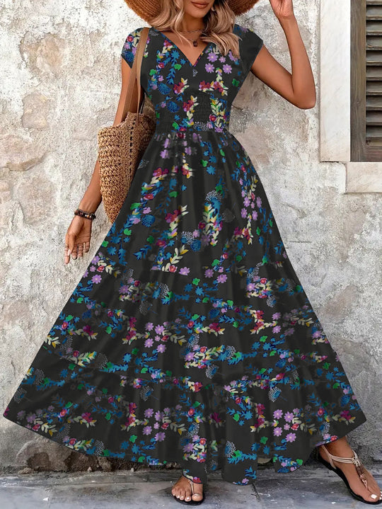 Damen Maxi-Kleid mit floralem Paisley-Muster und schmeichelndem Schnitt R&B