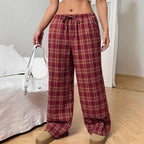 Damen Weite Karohose mit elastischem Bund und praktischen Taschen R&B