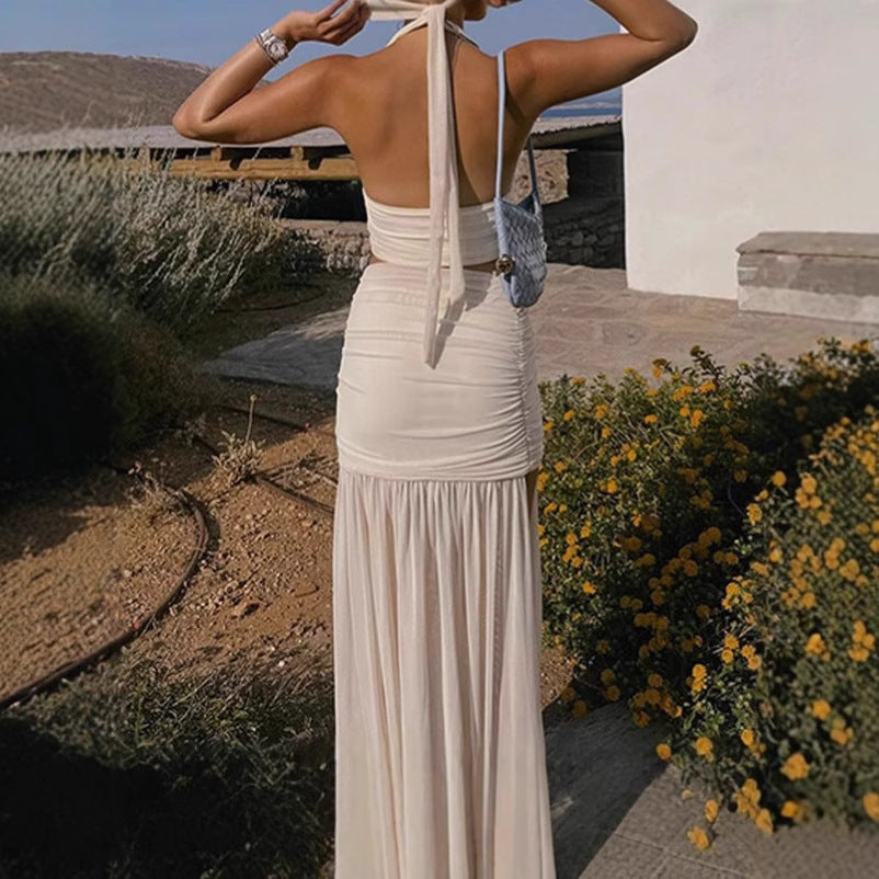 Damen Crop-Top und Hochgeschlossenes Rock-Set R&B