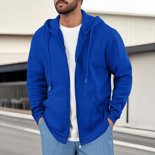 Herren lässige Kapuzenjacke mit atmungsaktivem Sweatstoff und praktischen Taschen R&B