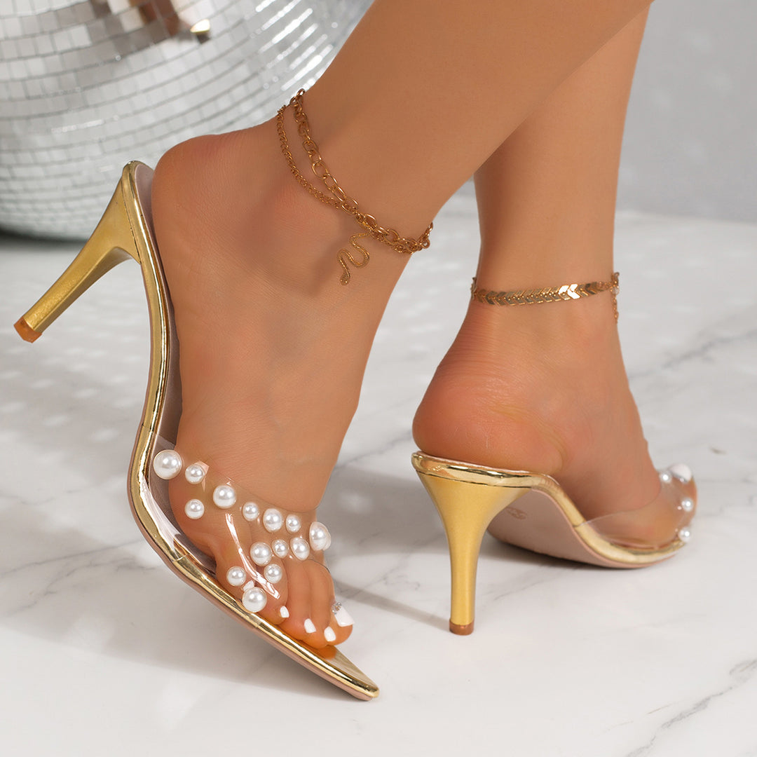 Damen High Heels mit eleganten Perlen-Applikationen R&B