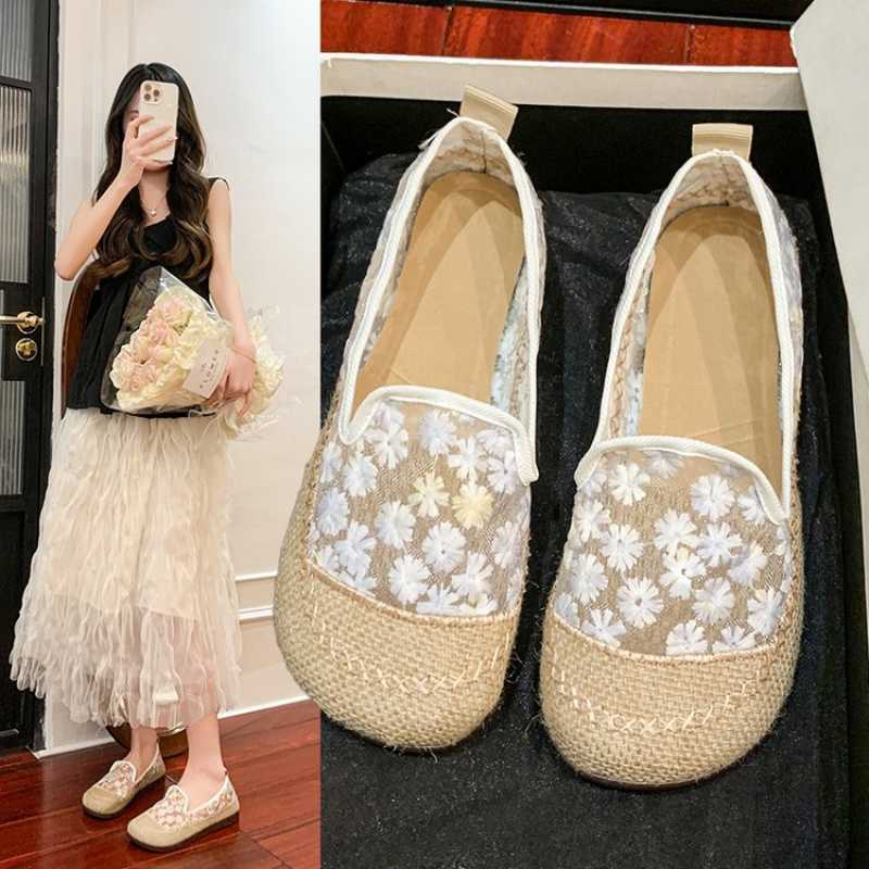 Damen Slip-On Ballerinas mit floraler Transparenz und rutschfester Sohle R&B