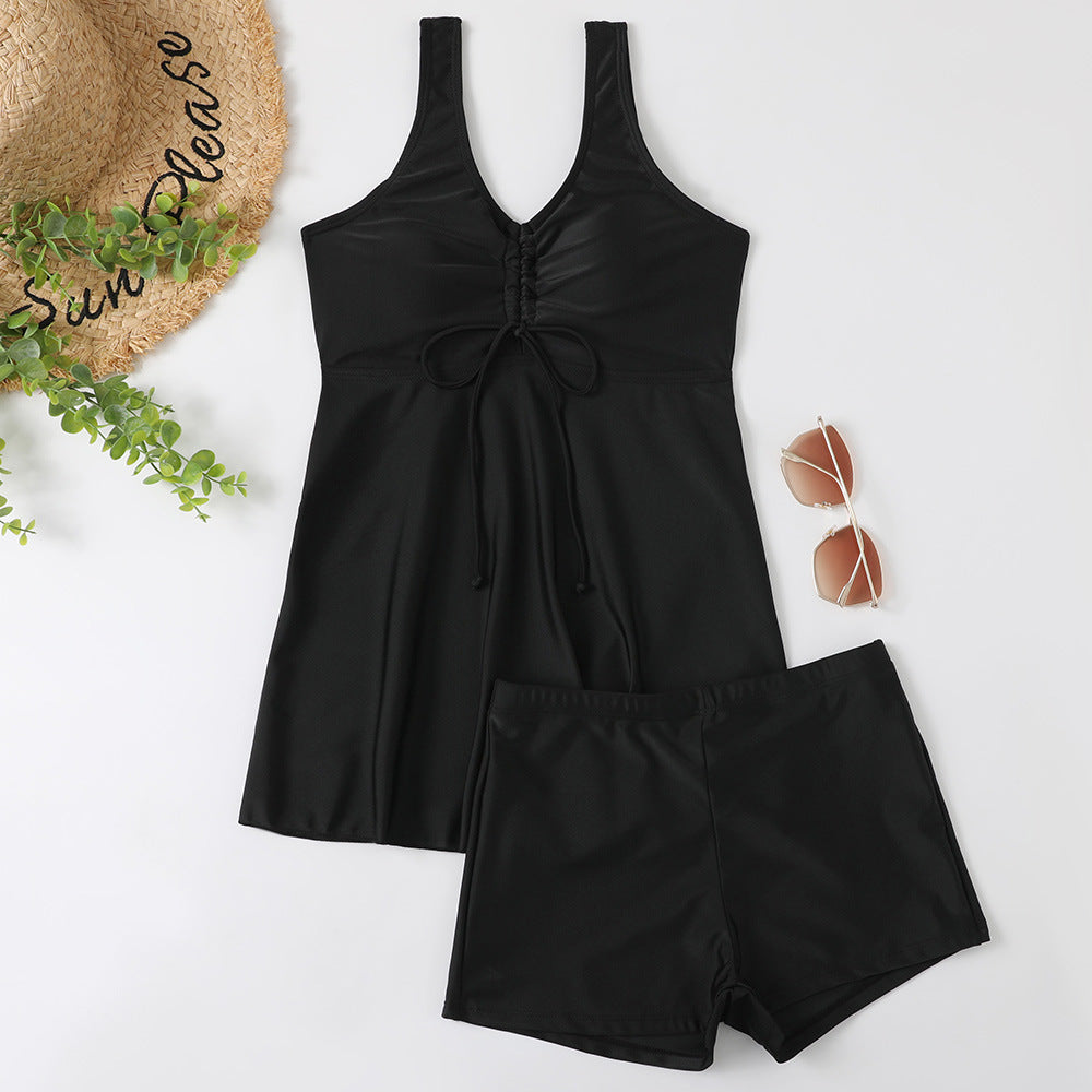 Damen Tankini-Set mit modischem Blumendruck und Rüschen R&B