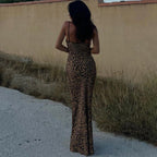 Damen Leichtes Maxikleid mit verführerischem Leo-Print R&B