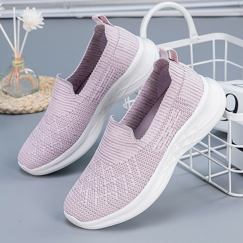 Damen Komfortable Slip-On Laufschuhe mit atmungsaktiver Strickoberfläche R&B