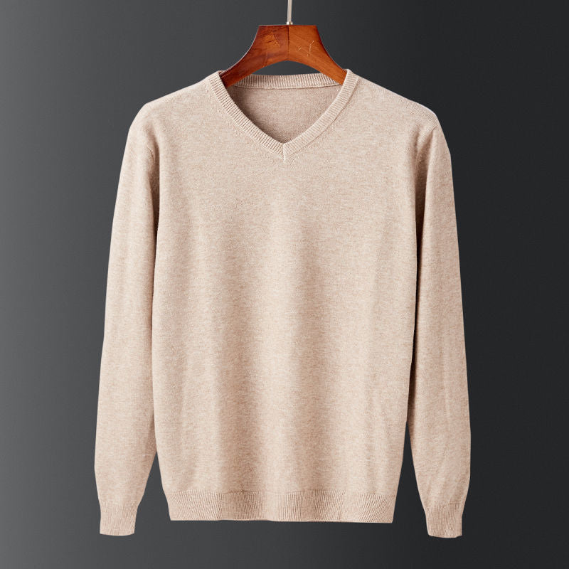 Herren eleganter V-Ausschnitt Pullover aus feiner Wolle R&B