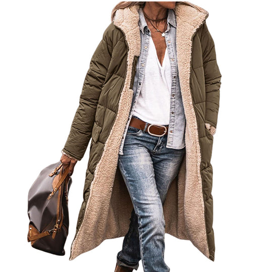 Damen Übergroße Daunenjacke mit gefüttertem Kapuzenkragen R&B