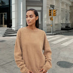Damen weicher Strickpullover mit elegantem Rundhalsausschnitt und lässigem Schnitt R&B