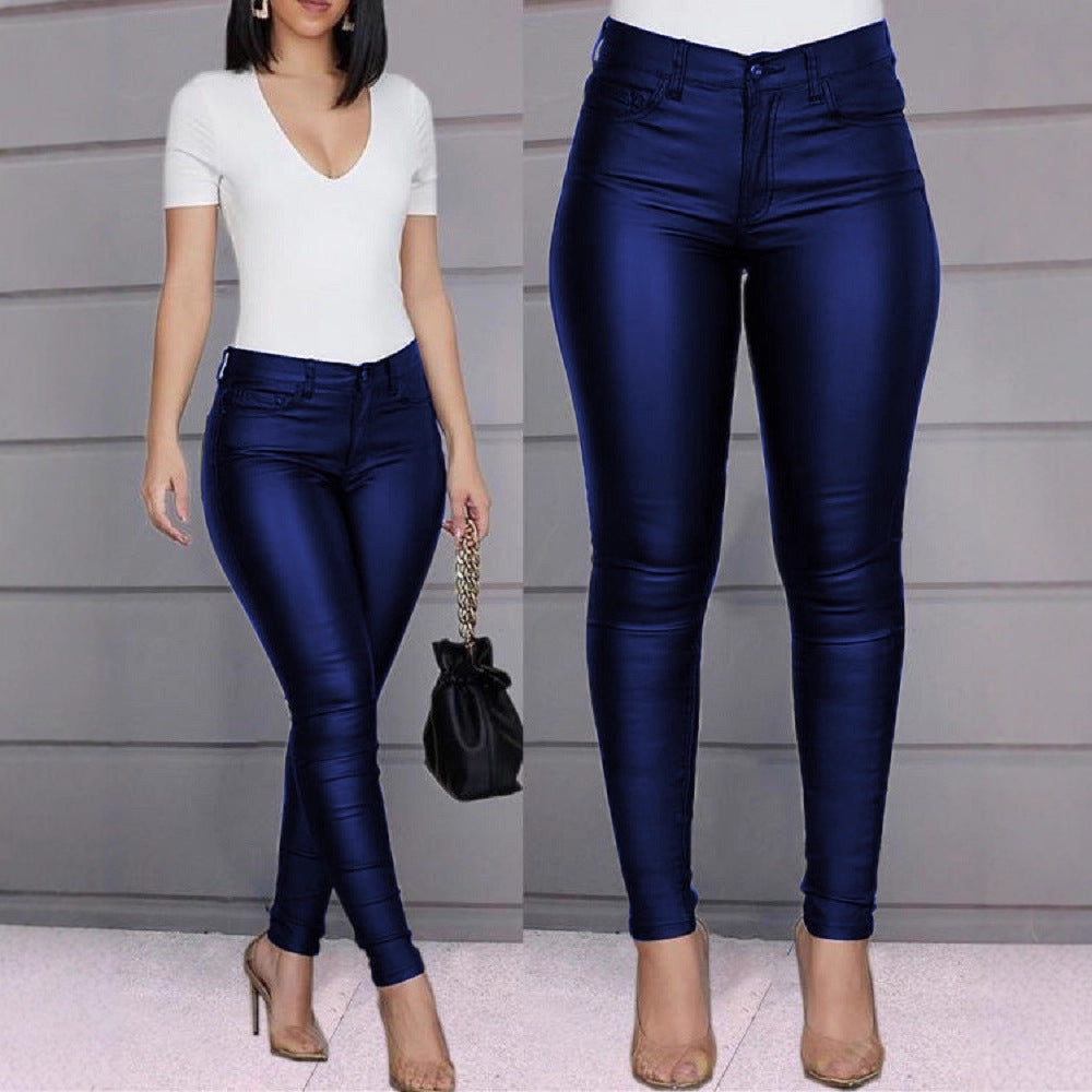 Damen Hochwertige Kunstlederhose R&B