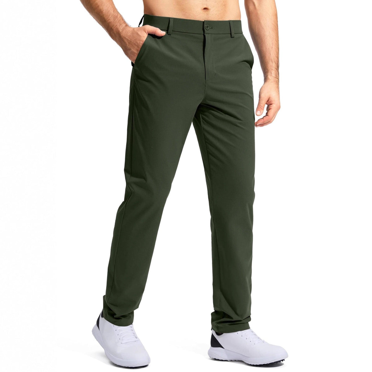 Herren nan elastische Golftwill-Hose mit geradem Schnitt, knitterfreiem Material und verdeckter Reißverschlusstasche R&B