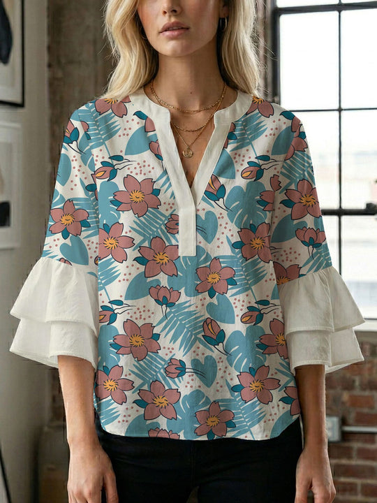 Damen Bluse mit wunderschönen floralem Design R&B