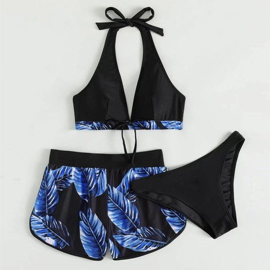Damen Bikini-Top mit abnehmbaren Trägern und modischen Shorts R&B