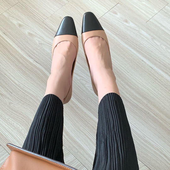 Damen Pumps mit elegantem Blockabsatz und kontrastierender Spitze R&B