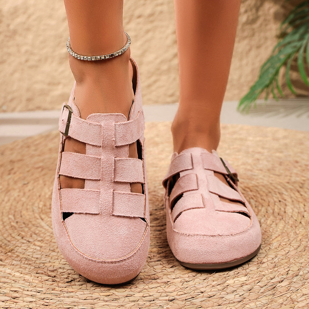 Damen offene Clogs mit verstellbarem Schnallenverschluss und atmungsaktivem Design R&B