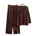 Damen modisches Lounge-Set mit Tiermuster und breiten Streifen R&B