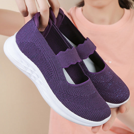 Damen bequeme Sneaker mit elastischen Riemen R&B