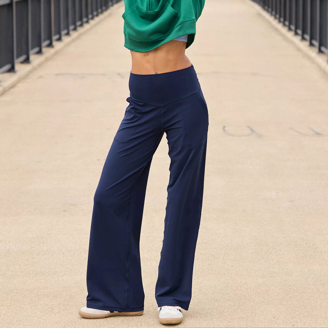 Damen Sportliche Palazzo-Hose mit hohem Bund und komfortablem Schnitt R&B