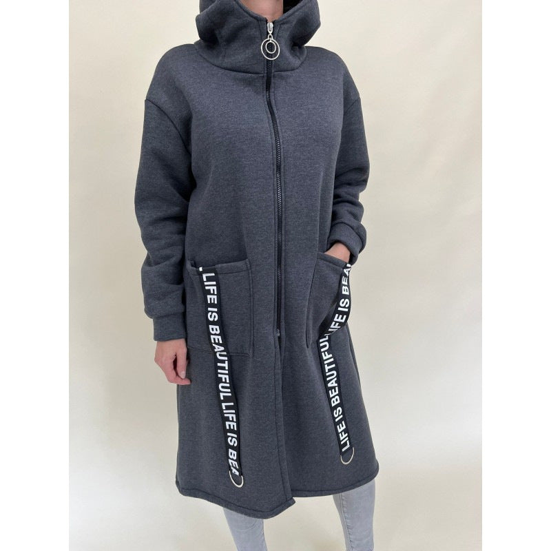 R&B | Taschen Design Hoher Kragen Lange Kapuzen Sweatshirtjacke