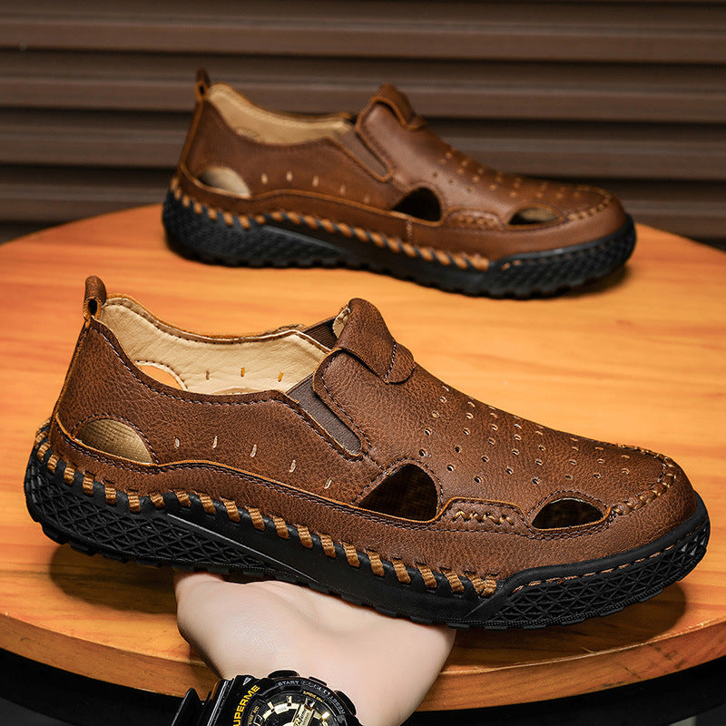 Herren atmungsaktive Leder Sandalen R&B