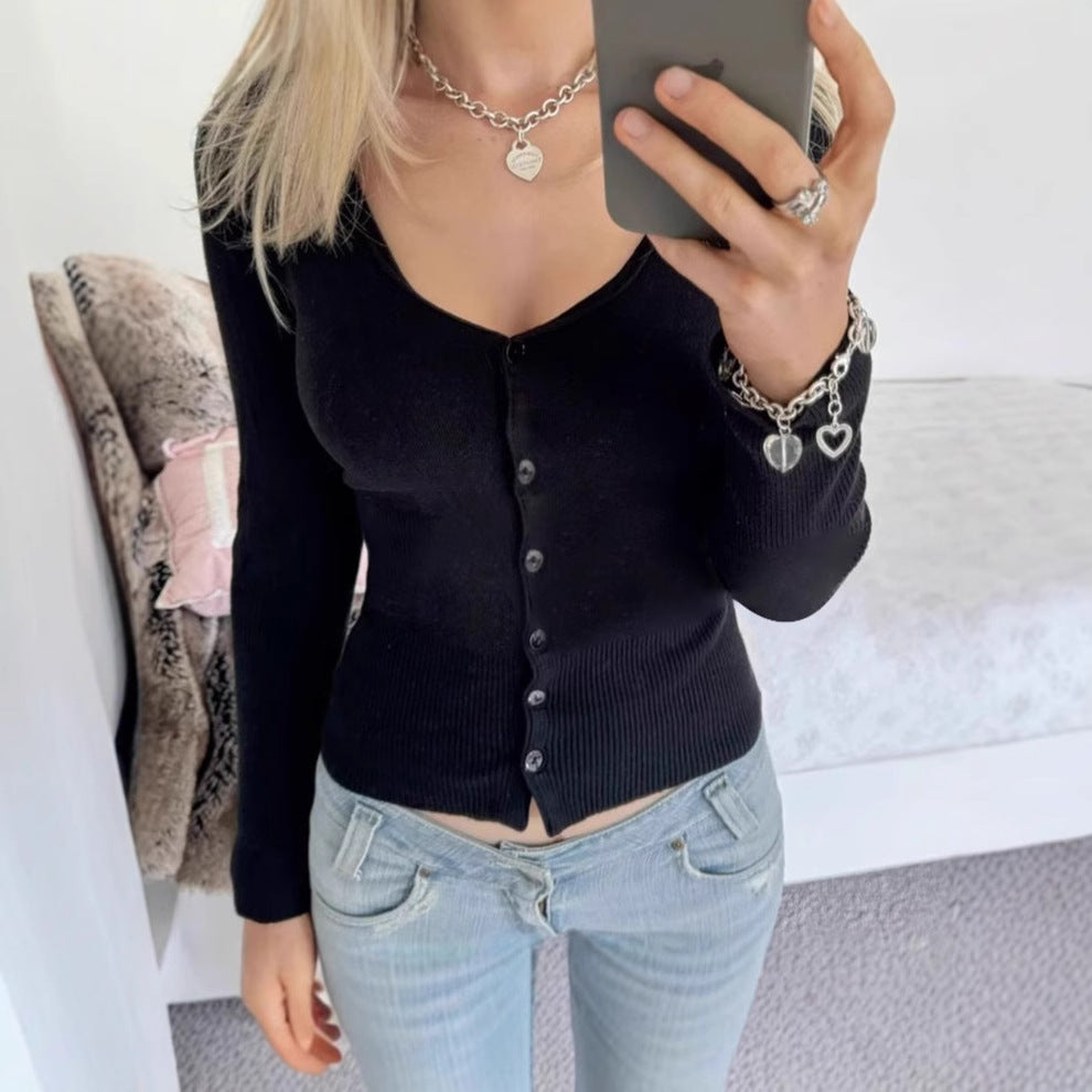 Damen Langarm Cardigan mit V-Ausschnitt und feinen Rippdetails R&B