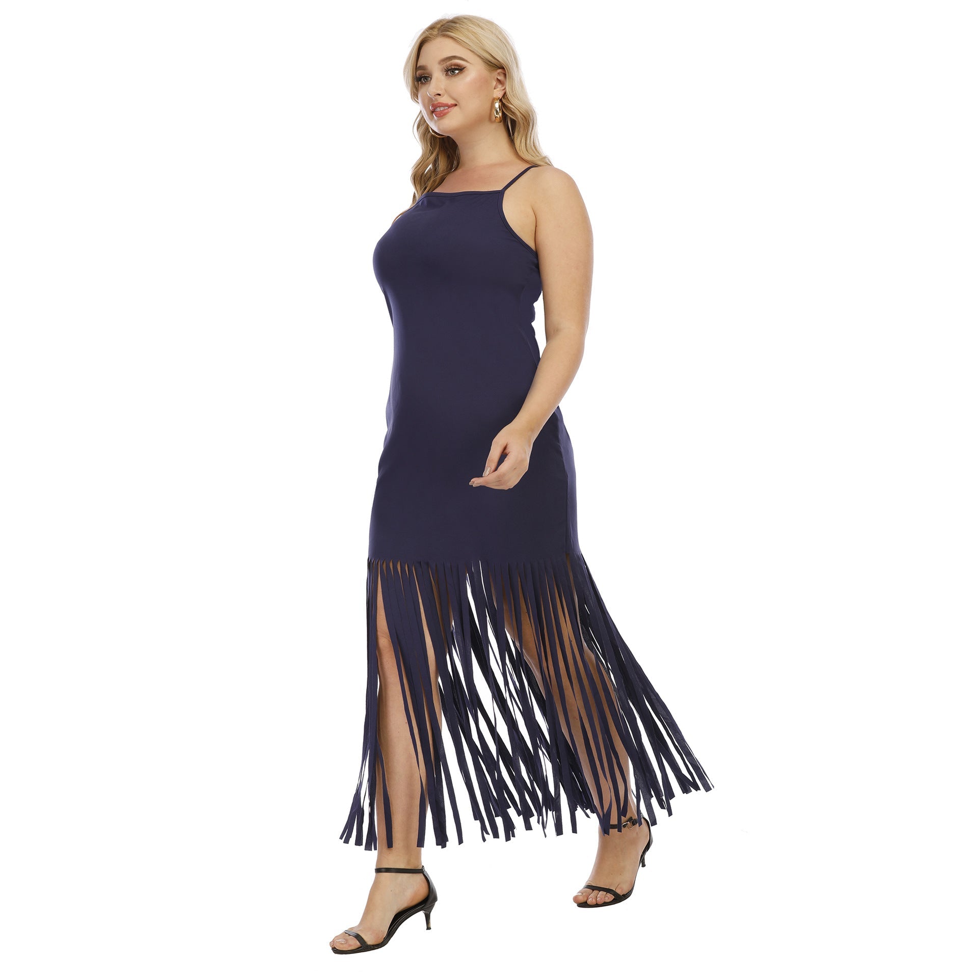 Damen Maxikleid mit fransigem Design R&B