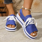 Damen sportliche Plateau-Sandalen mit atmungsaktivem Obermaterial und modischem Design R&B