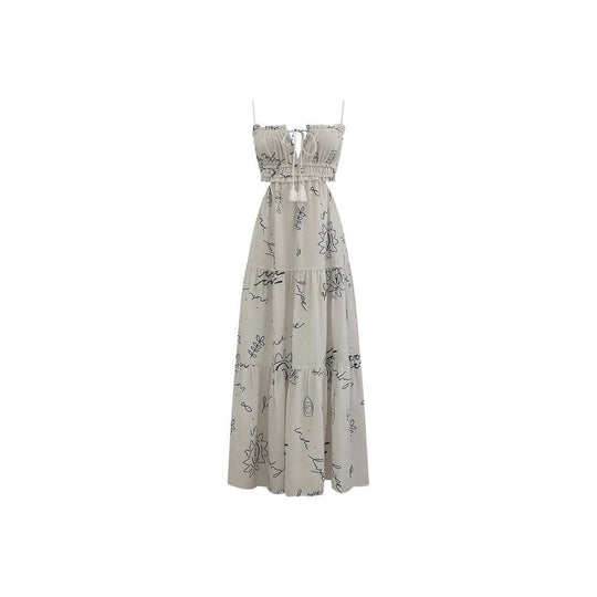 Damen Maxikleid mit verspieltem Cut-Out-Design und dekorativem Kordelzug R&B