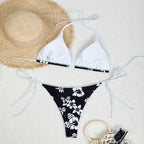Damen Triangel-Bikini-Set mit verstellbaren Bändern und floralem Muster R&B