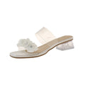 Damen Offene Mules mit floralen Applikationen und transparentem Absatz R&B
