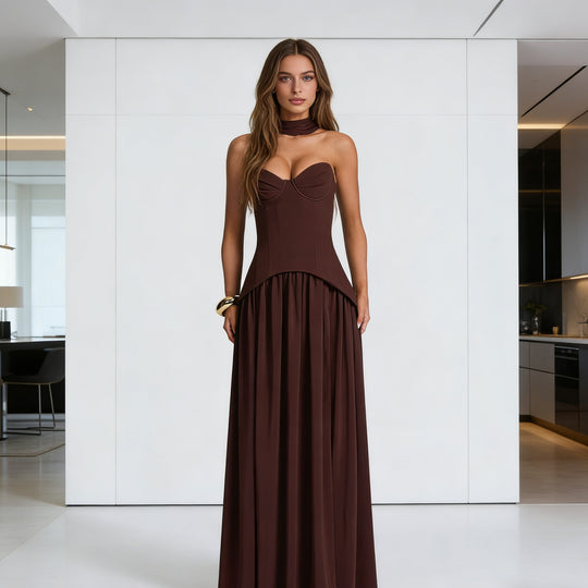 Damen Glamouröses Abendkleid mit schulterfreiem Design und exquisite Drapierung R&B
