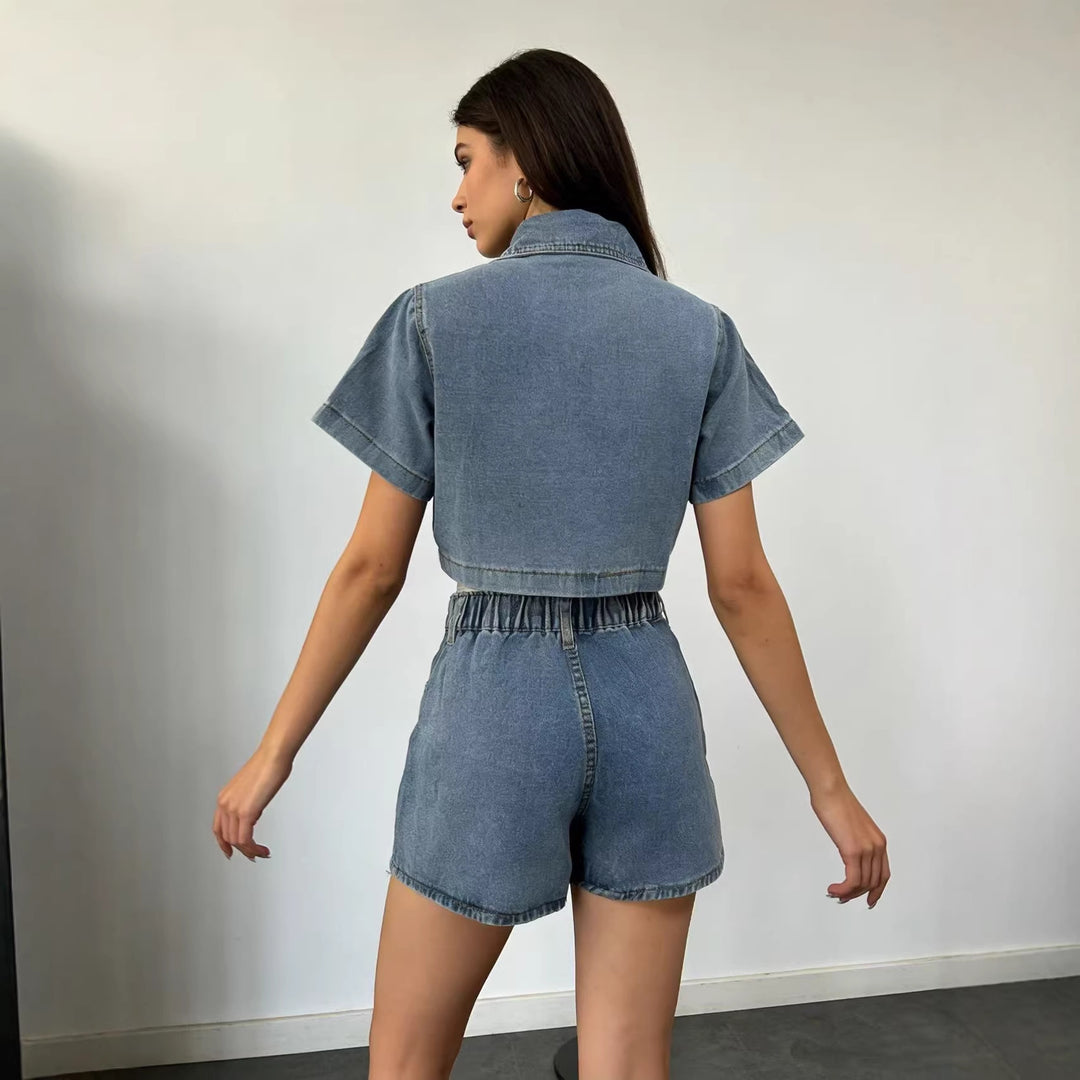 Damen Crop-Top und Minirock Set im lässigen Stil R&B