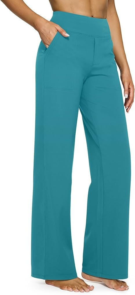 Damen nan weit geschnittene Palazzo-Hose mit hochgeschnittenem Komfortbund und Eingrifftaschen R&B