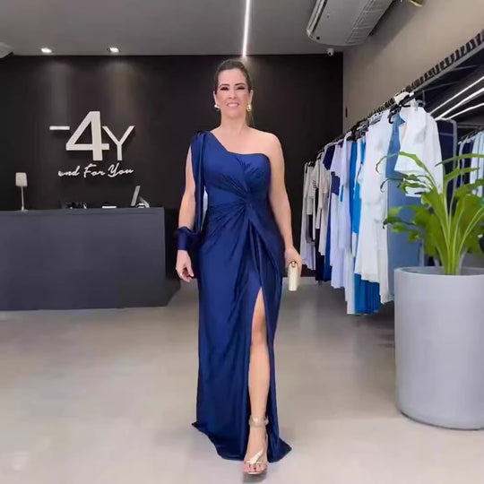 Damen Maxikleid mit asymmetrischem Design und seitlichem Schlitz R&B