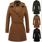 Damen eleganter Peacoat mit doppelter Knopfleiste und Taillengürtel