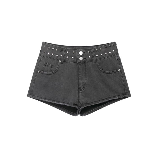 Damen stilvolle Shorts mit metallischen Details und hohem Bund R&B