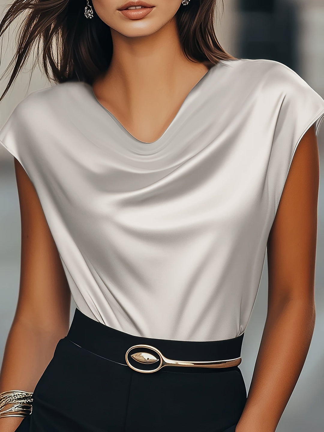 Damen Elegantes Drapiertes Oberteil aus hochwertigem Material R&B