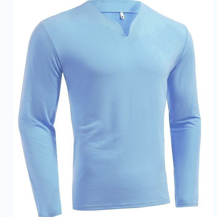 Herren nan Langarmshirt mit V-Ausschnitt Slim Fit Baumwollmix und elastischem Komfortbund R&B