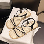 Damen Riemensandalen mit elegantem Raffung und komfortablem Fußbett R&B