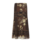 Damen Maxi-Rock mit floralem Design und transparenter Chiffon-Überlage R&B