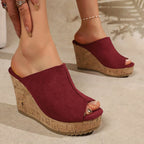 Damen Wedge-Pantoletten mit hochwertiger Korksohle und offenem Zehenbereich R&B