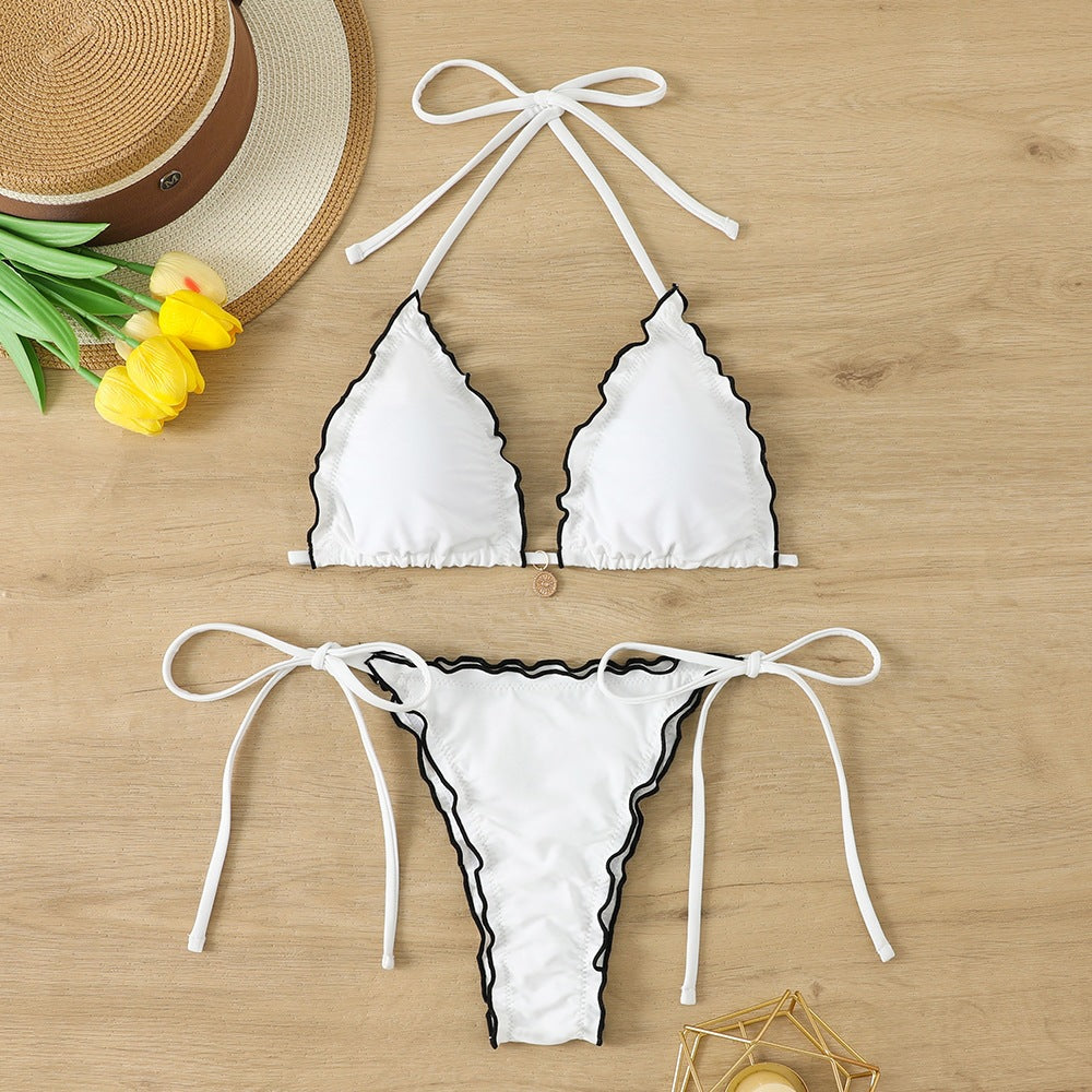 Damen Triangel-Bikini-Set mit verspieltem Rüschendetail R&B