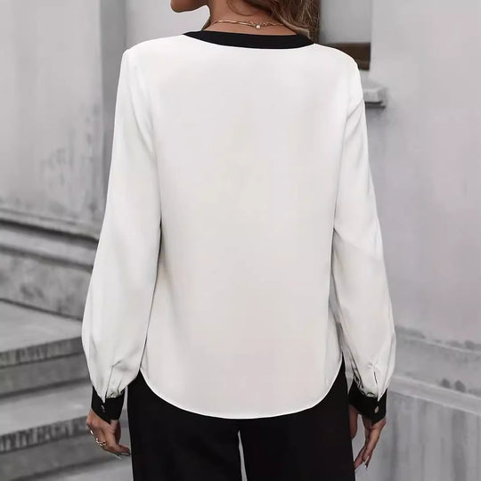 Damen elegante Bluse mit kontrastierenden Details R&B