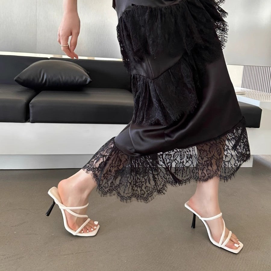 Damen elegante Stiletto-Sandalen mit verzierten Riemen R&B