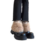 Damen modische Plateau-Stiefel mit flauschigem Schafteil und robuster Sohle R&B