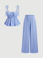 Damen Top und weite Hose Set mit raffinierten BindR&Bändern R&B